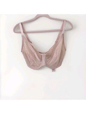 Freya Tailored Plunge Bra 32K Beige Underwire High Apex Sheer Adjustable Straps